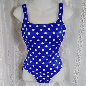 VINTAGE LE GOVE TM POLKA BLUE WHITE MACE IN U.S.A WOMEN SWEMWEAR SIZE 4